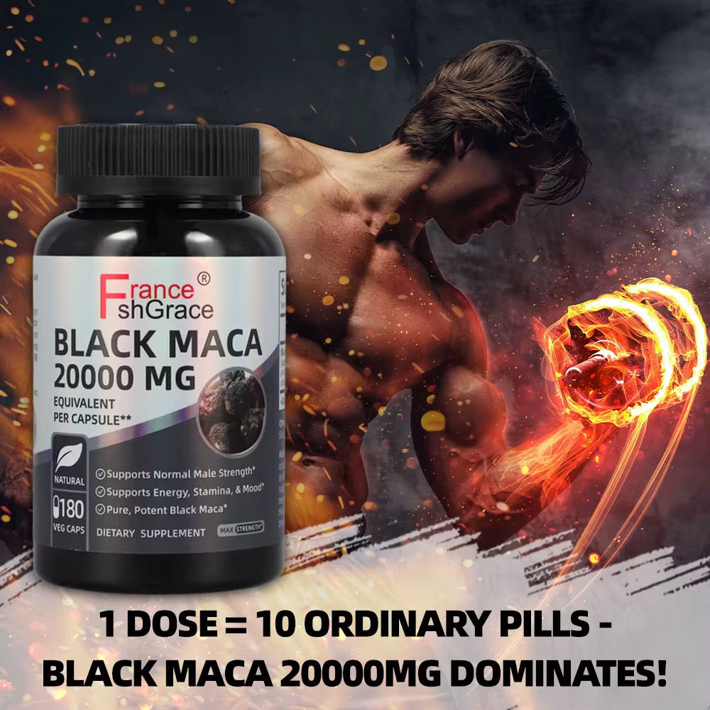 ZBlack Maca 20 000mg – Force & Énergie & Confiance & Naturelle (180 gélules)