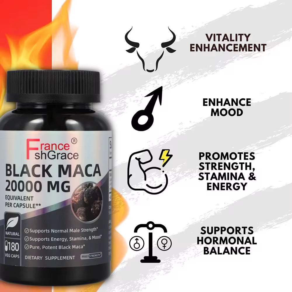 ZBlack Maca 20 000mg – Force & Énergie & Confiance & Naturelle (180 gélules)